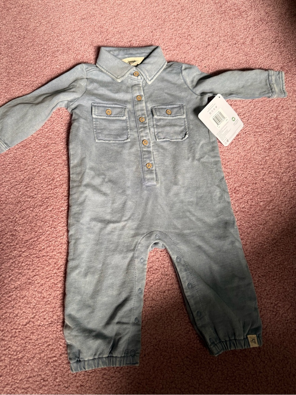 Burt's Bees Baby Light Blue Long-Sleeve Romper